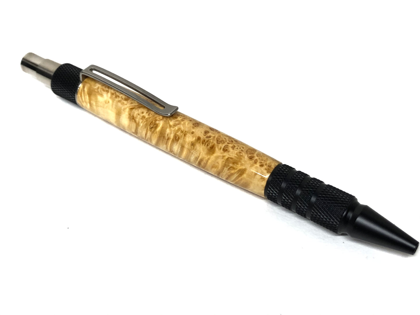 Click EDC / Black Anodized Aluminum - Wood / Black Ash Burl
