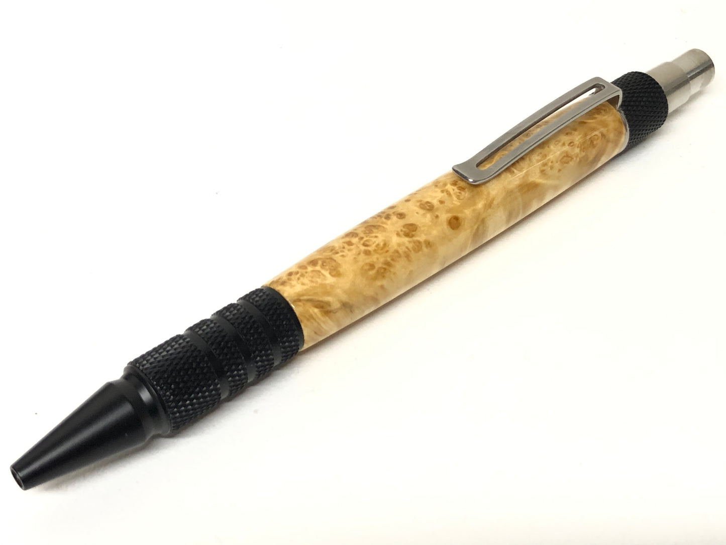 Click EDC / Black Anodized Aluminum - Wood / Black Ash Burl