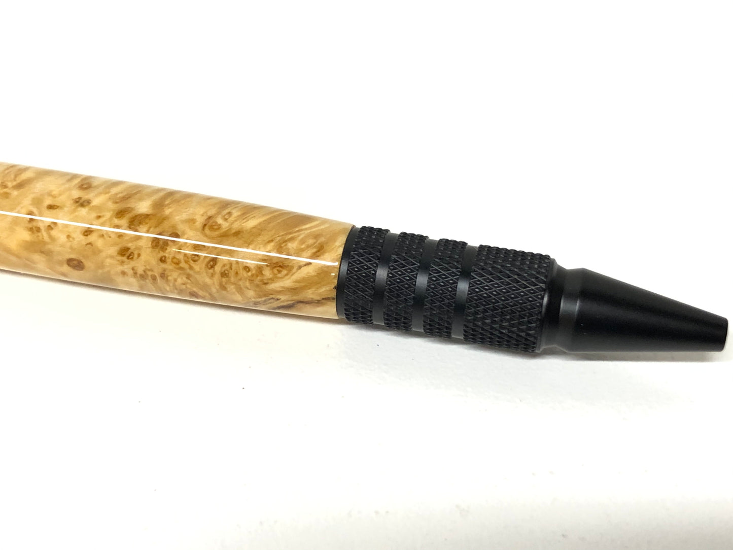 Click EDC / Black Anodized Aluminum - Wood / Black Ash Burl