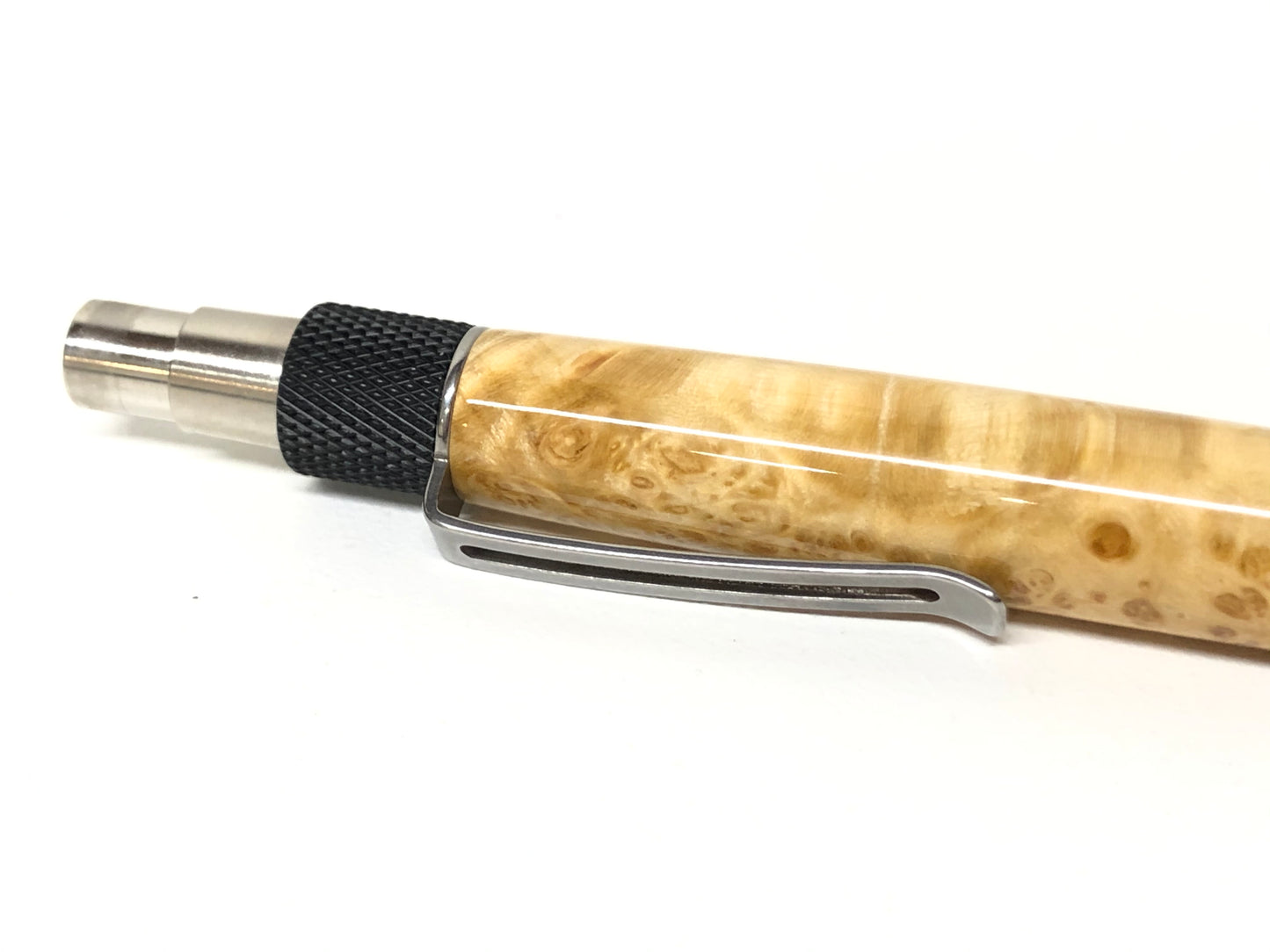 Click EDC / Black Anodized Aluminum - Wood / Black Ash Burl