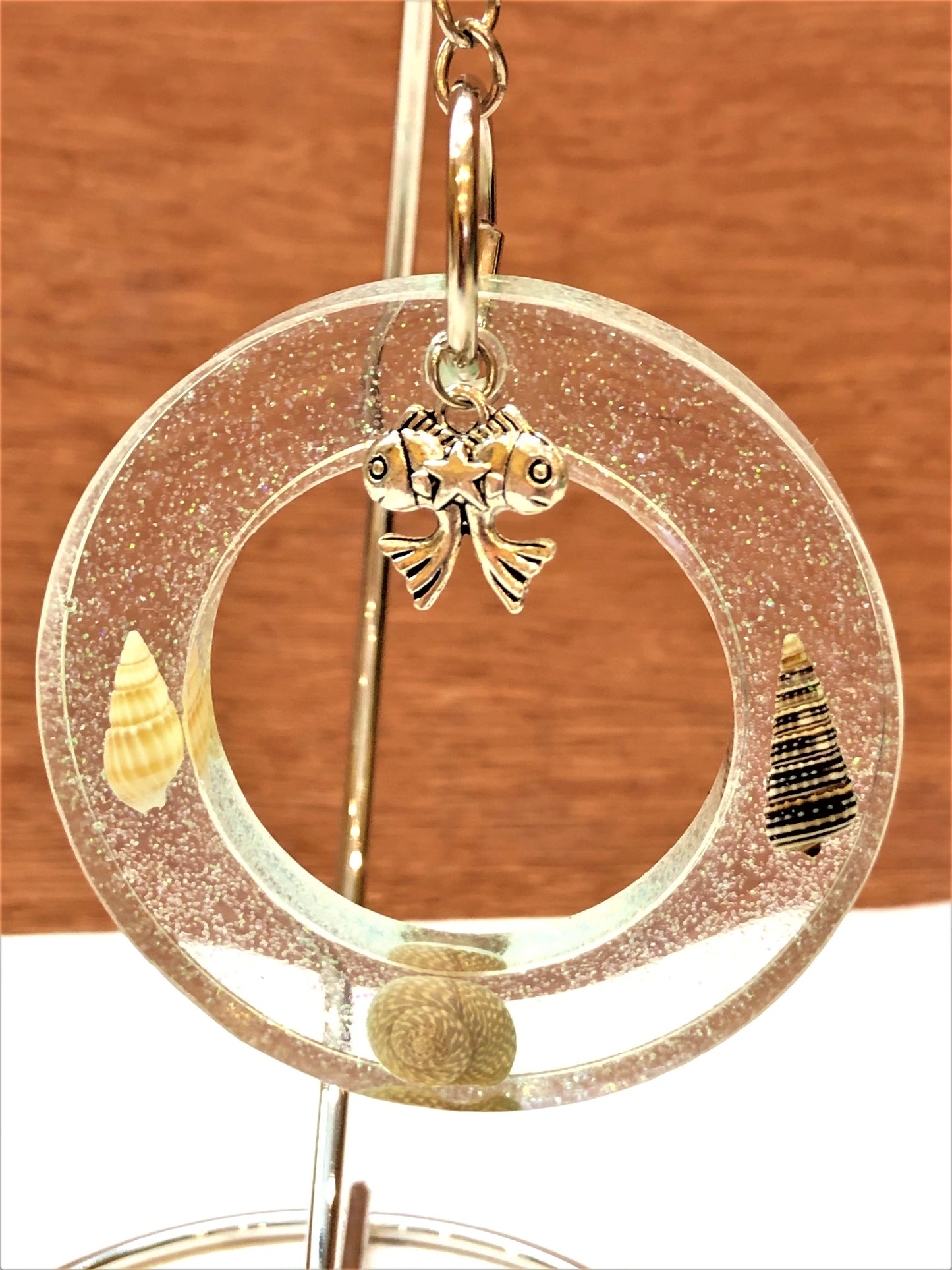 Glitter and Shell Key Chain with Charm