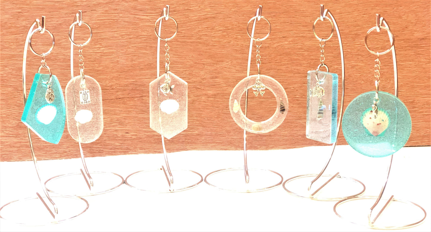Glitter and Shell Key Chain with Charm