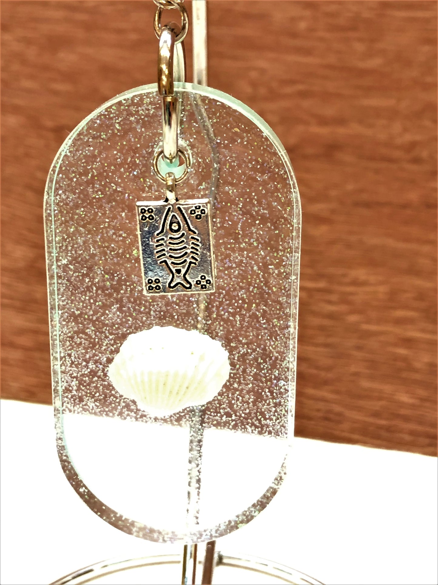 Glitter and Shell Key Chain with Charm