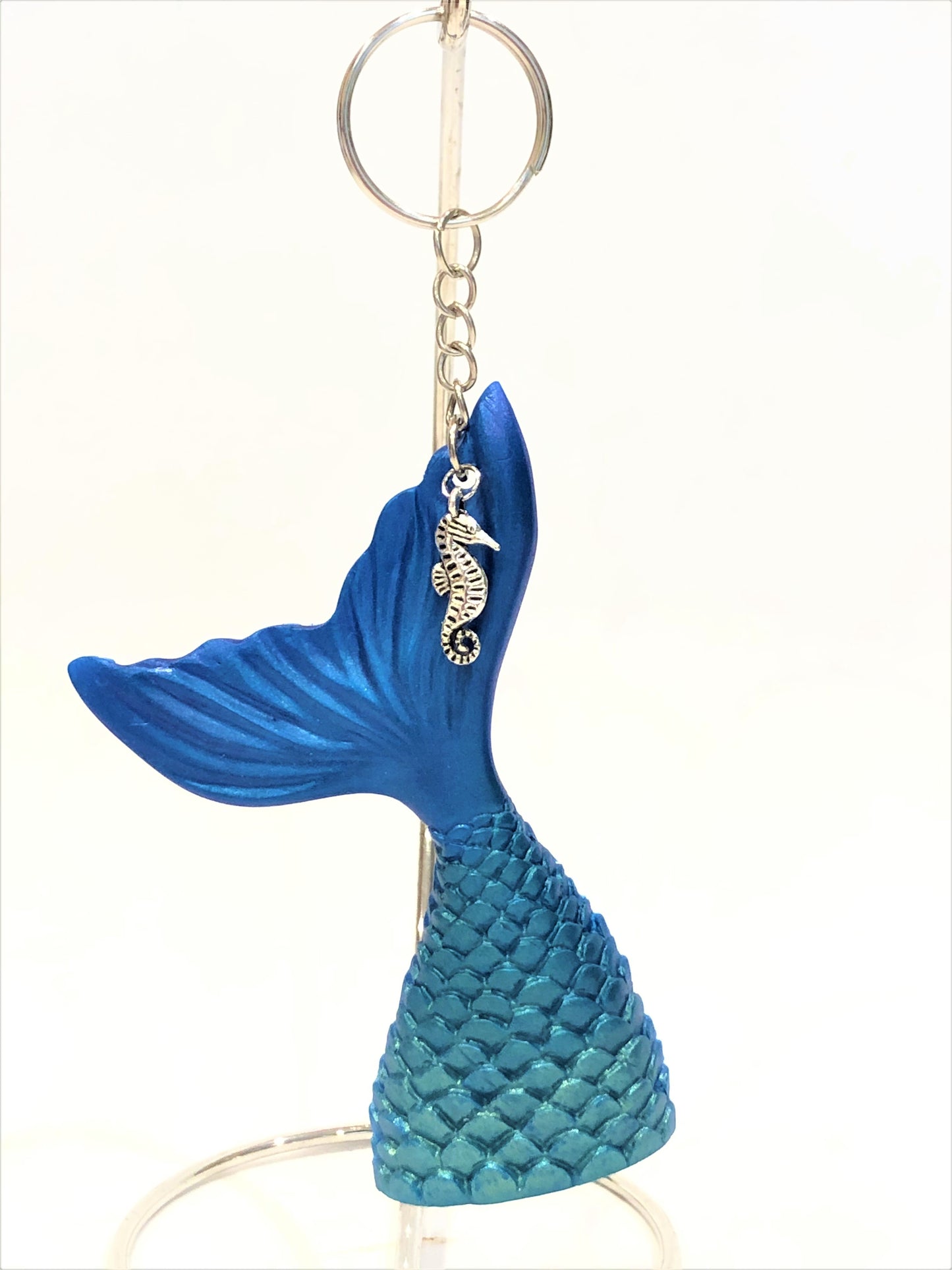 Large Mermaid Tail Key Chain with Charm