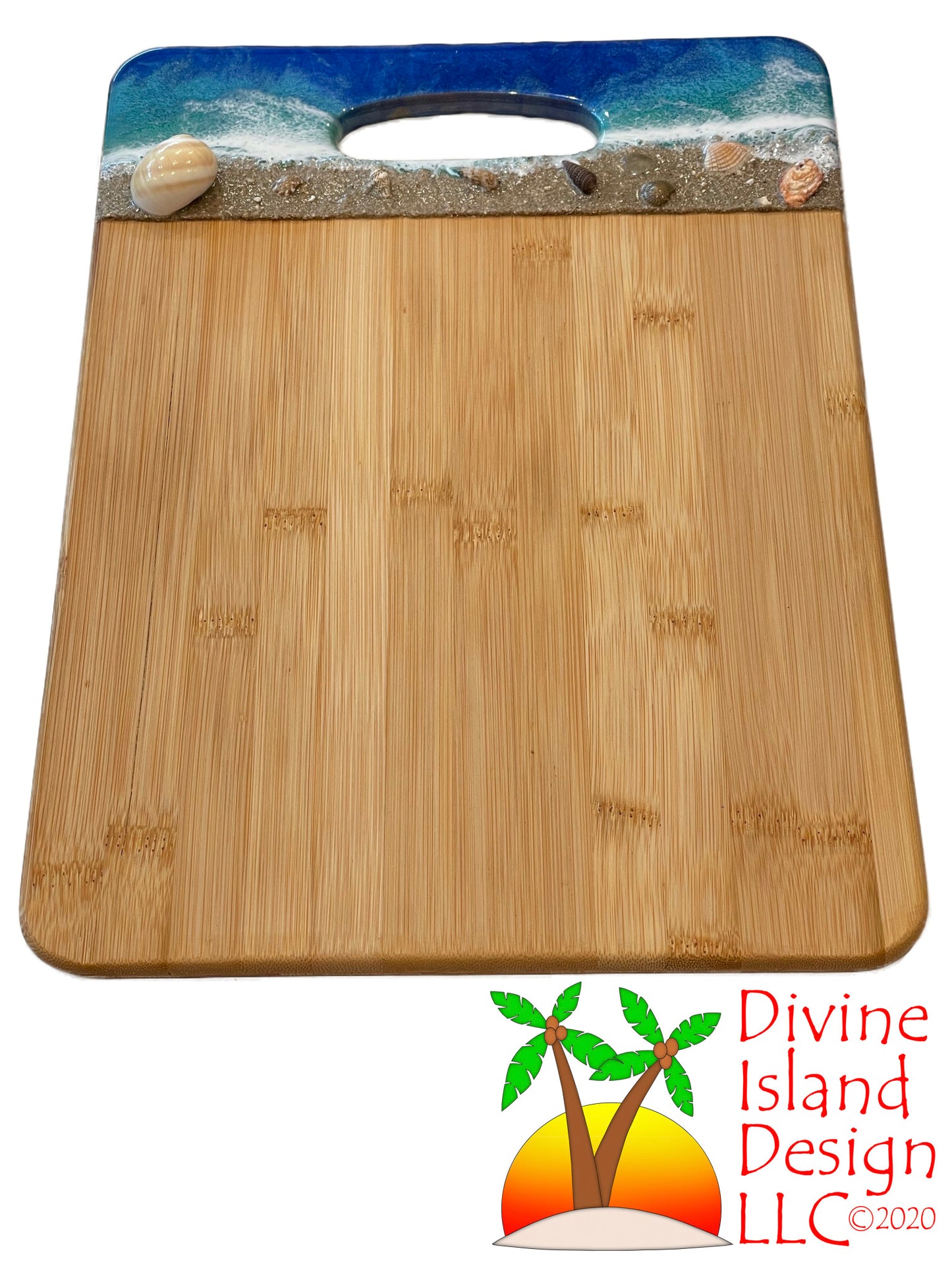 Cutting Board Large - Bamboo with Beach Scene