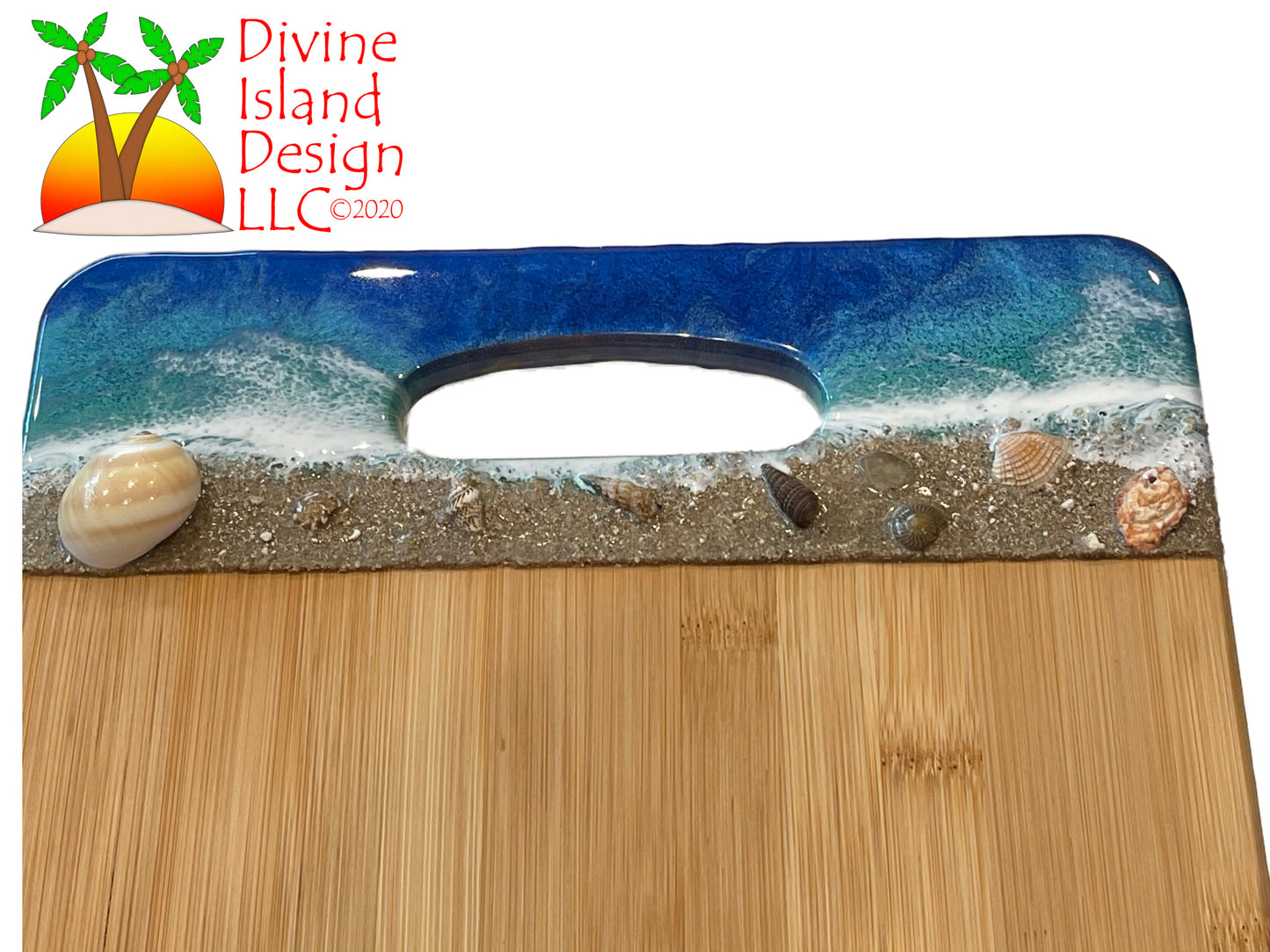 Cutting Board Large - Bamboo with Beach Scene