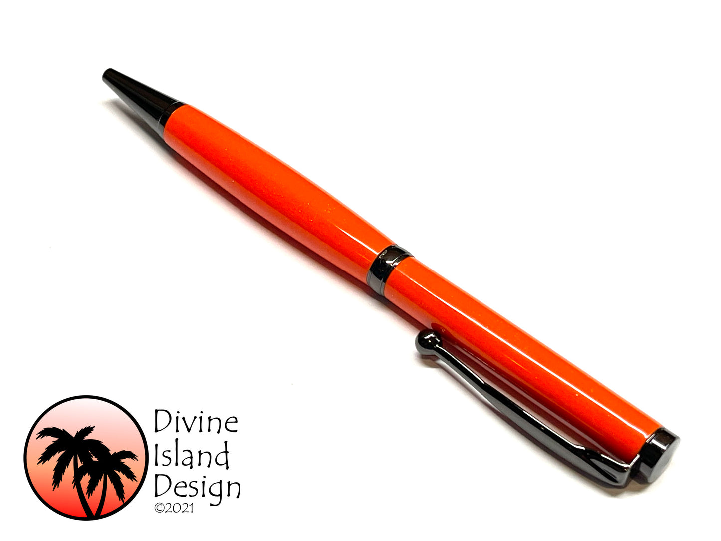 Slim Ballpoint / Gun Metal - Orange Glitter Resin