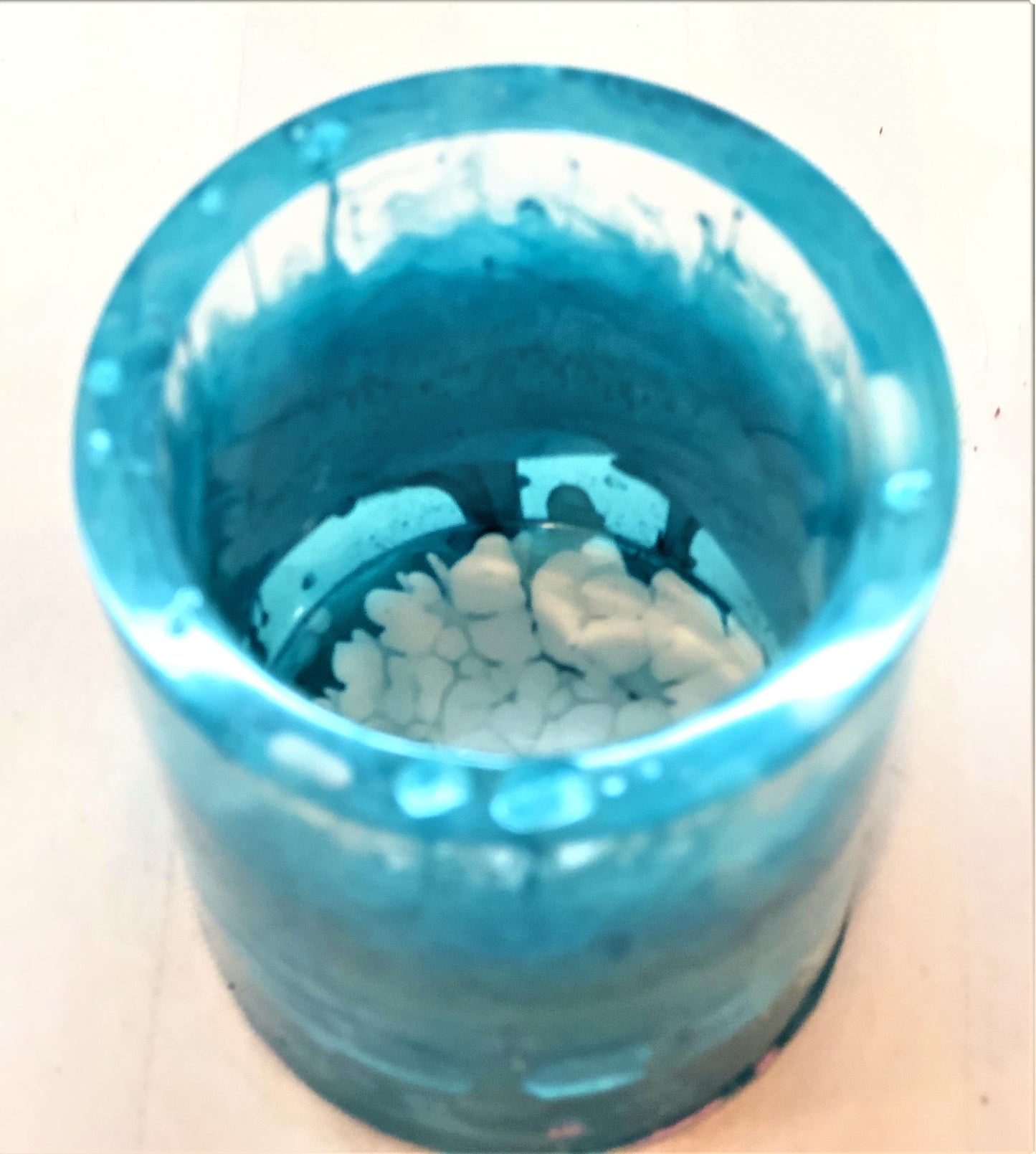Small Blue Alcohol Ink Trinket Holder