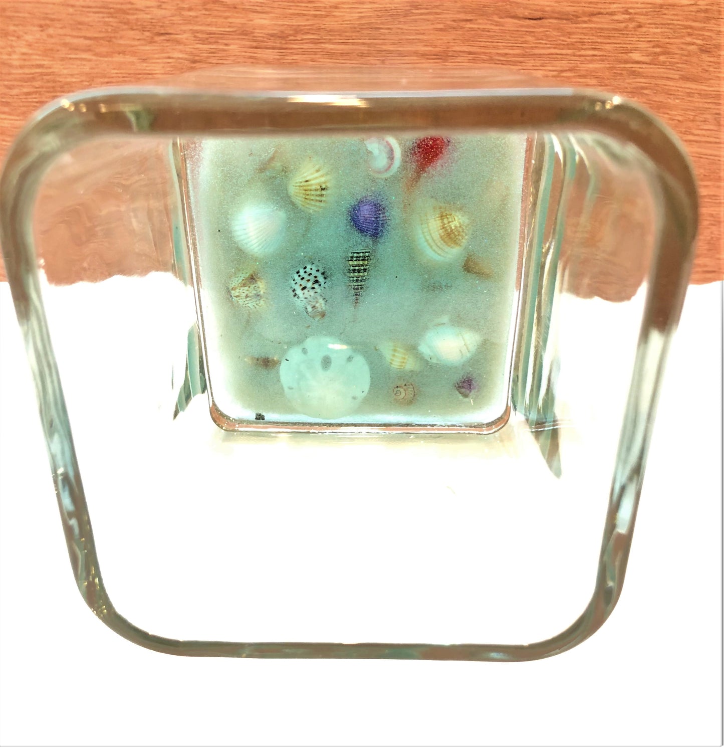 Short Square Vase - Beach Scene with Sand