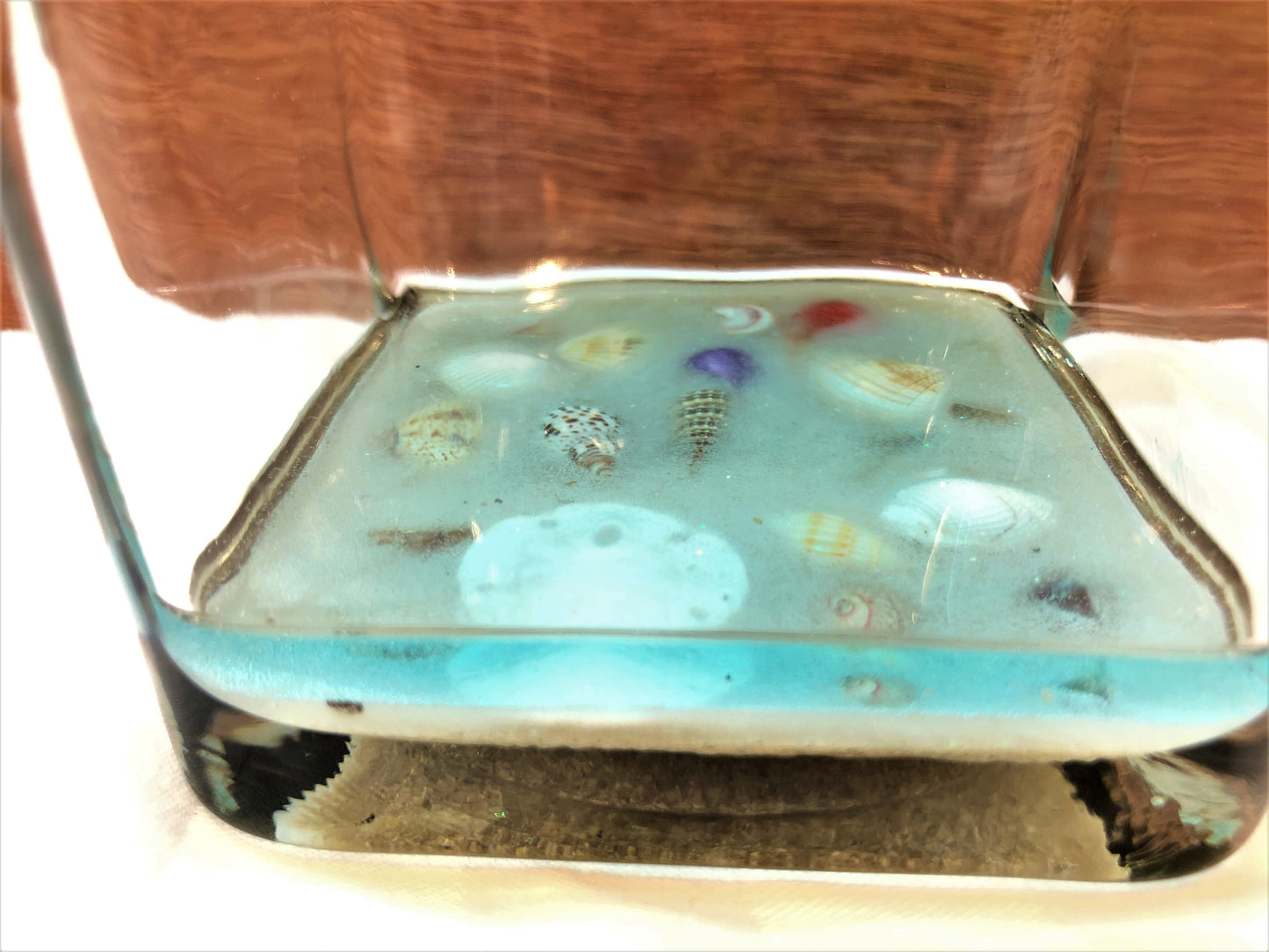 Short Square Vase - Beach Scene with Sand