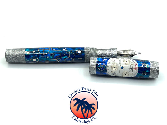 Custom Fountain Pen - Breitling Watch Parts w/Abalone and Liquid Metal