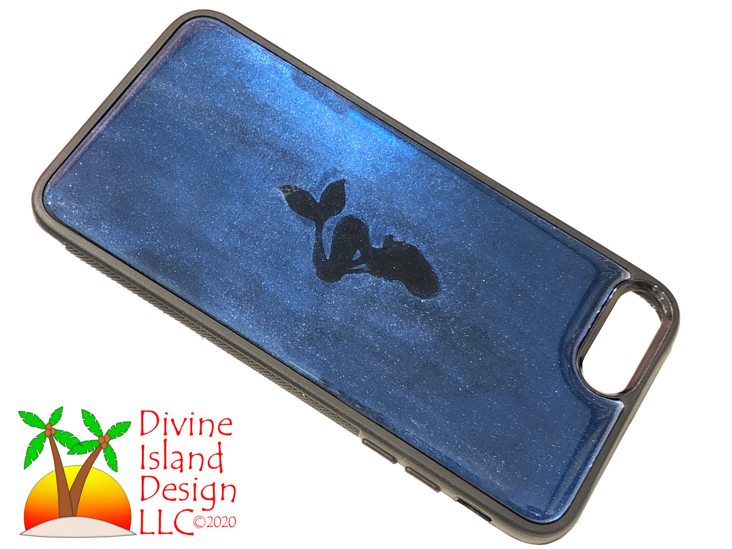iPhone 7/8 Plus Phone Case - "Blue Chrome" Resin w/Mermaid