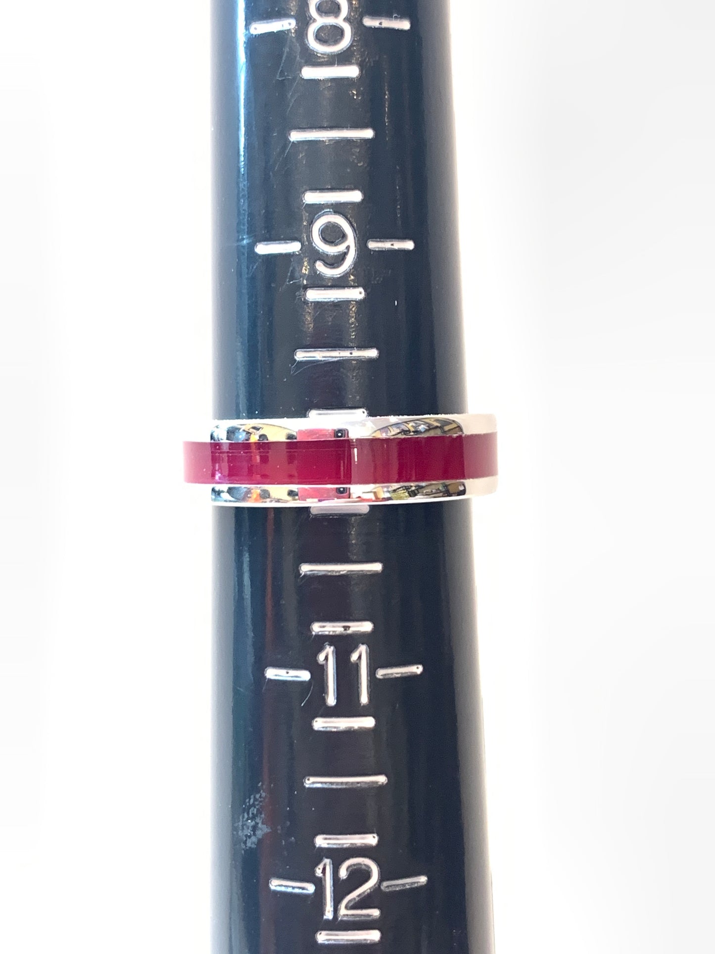 Ring / 6mm Middle Channel Stainless Steel - Resin / Sangria Purple- Size 10
