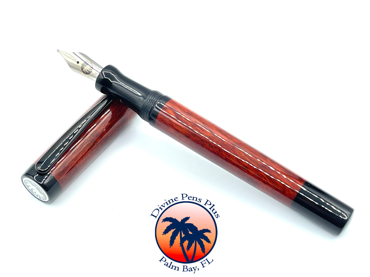 Agape Fountain Pen - Bloodwood w/Solid Black