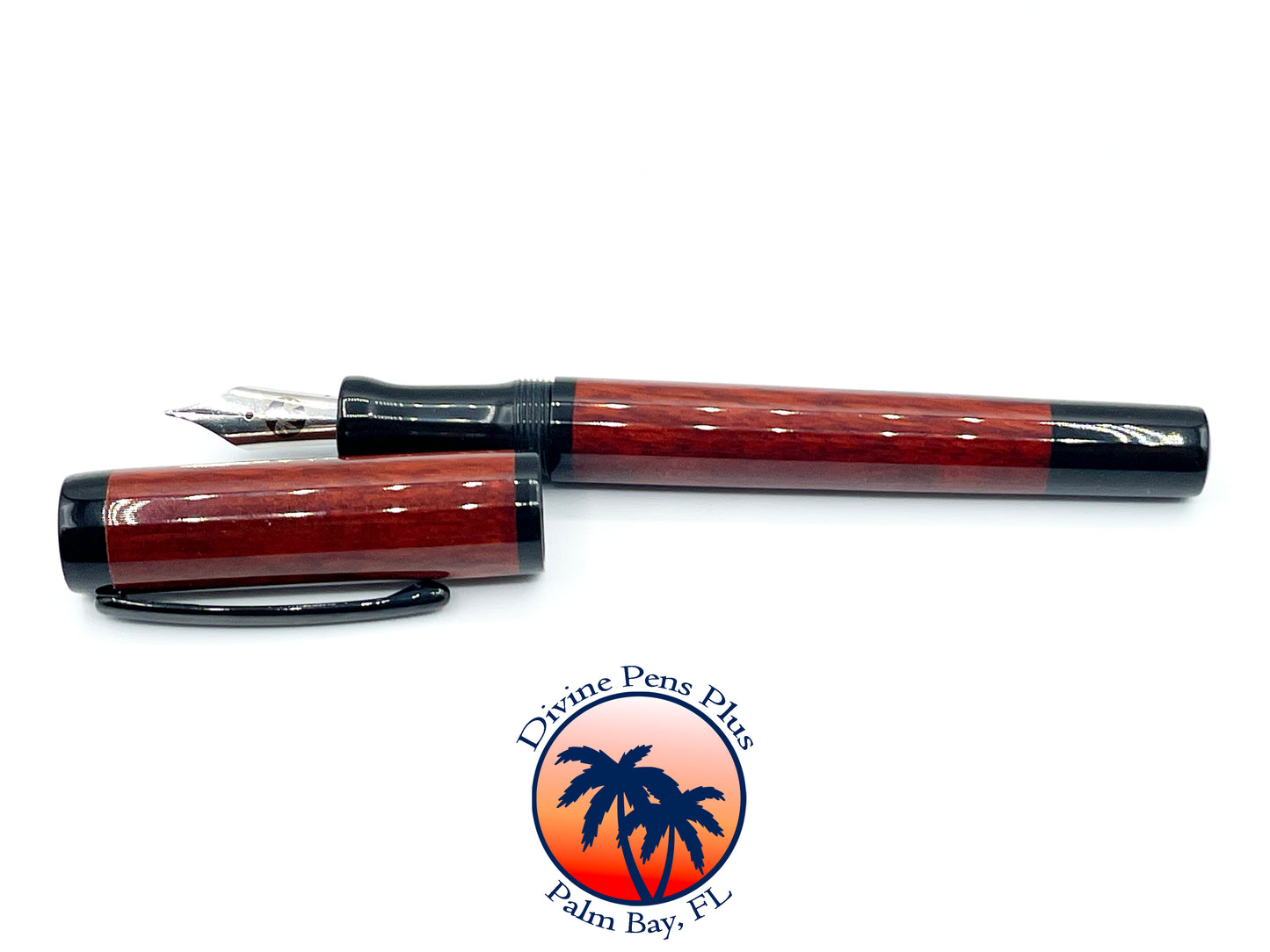 Agape Fountain Pen - Bloodwood w/Solid Black