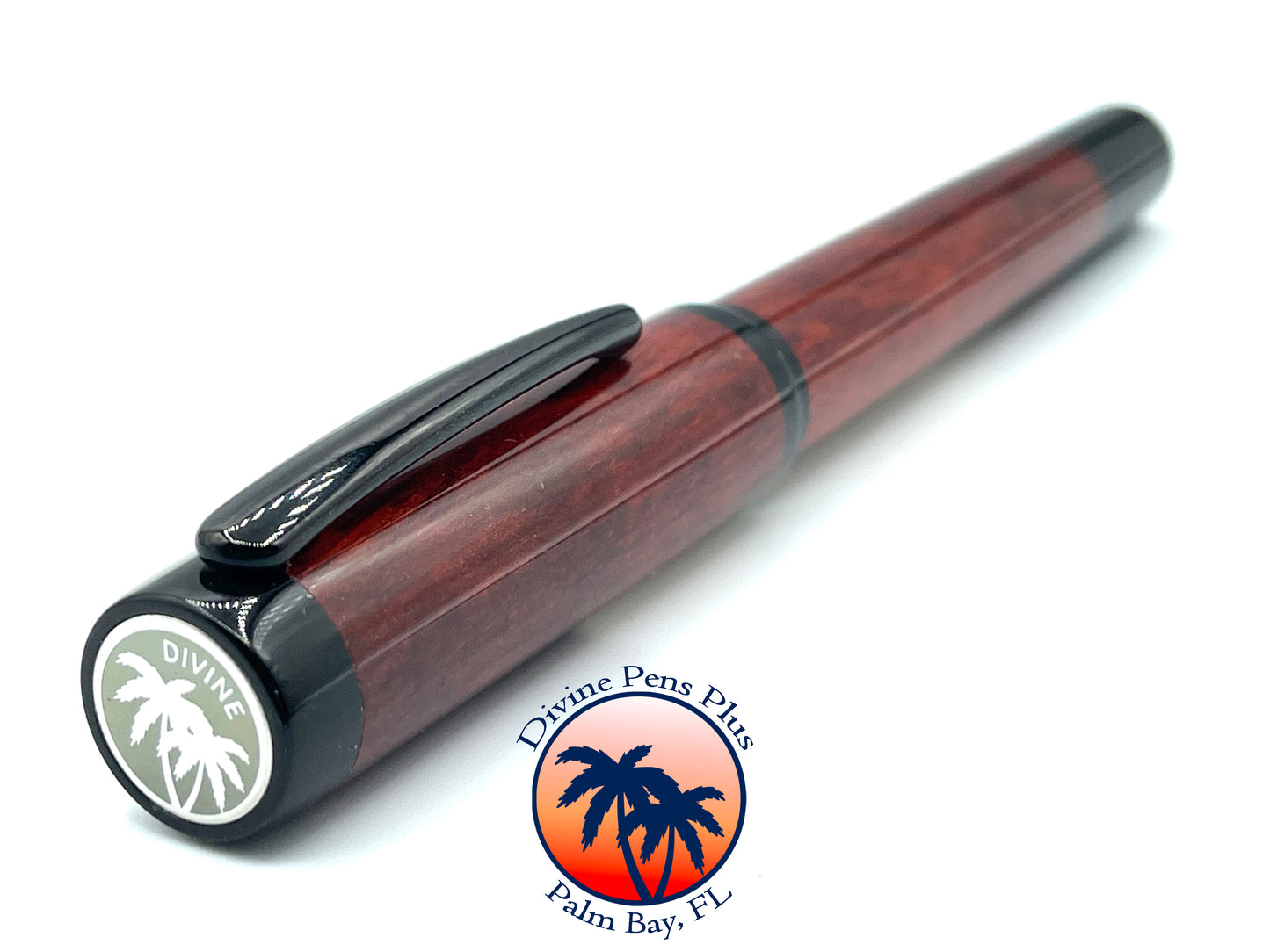 Agape Fountain Pen - Bloodwood w/Solid Black