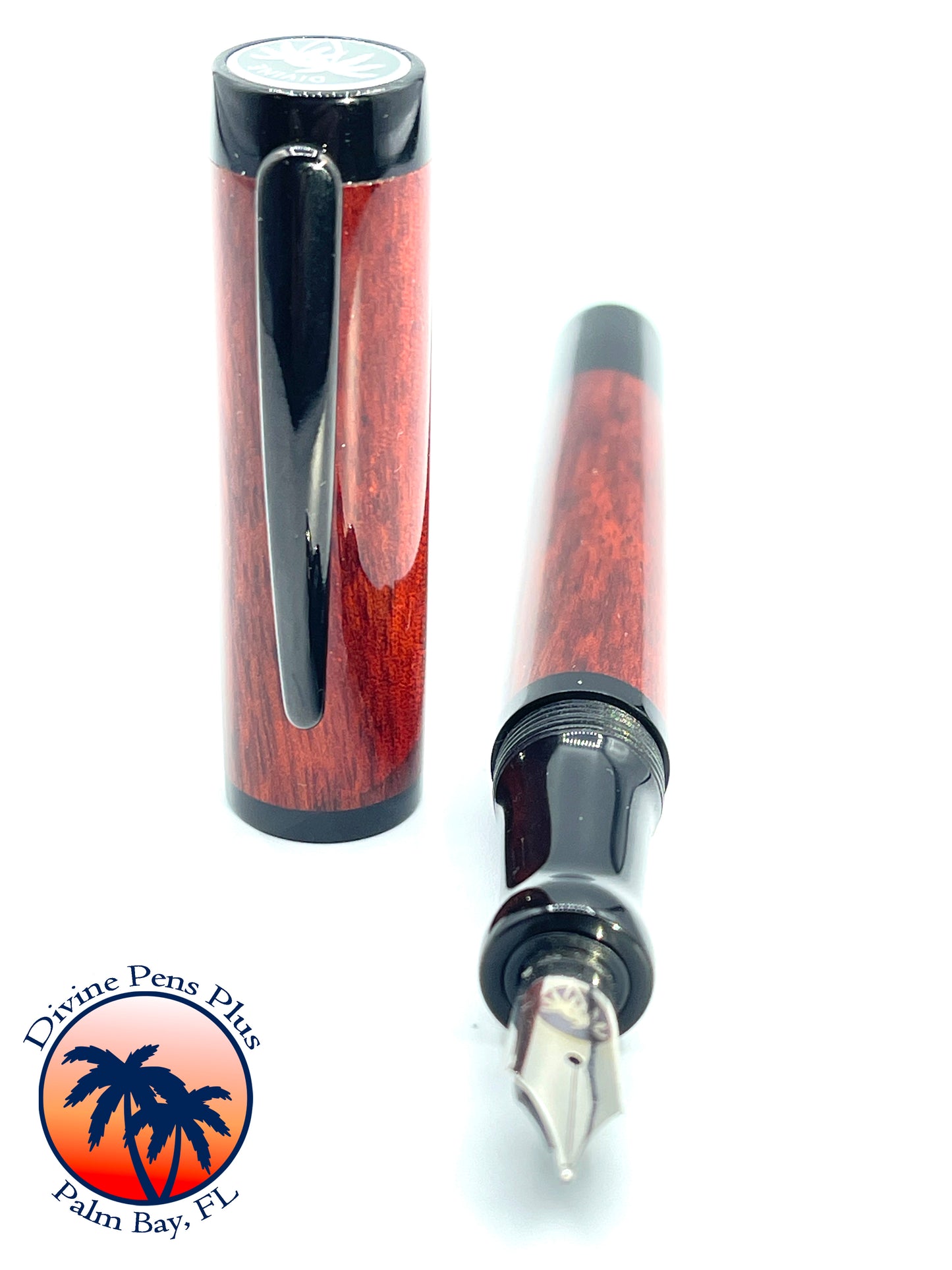 Agape Fountain Pen - Bloodwood w/Solid Black