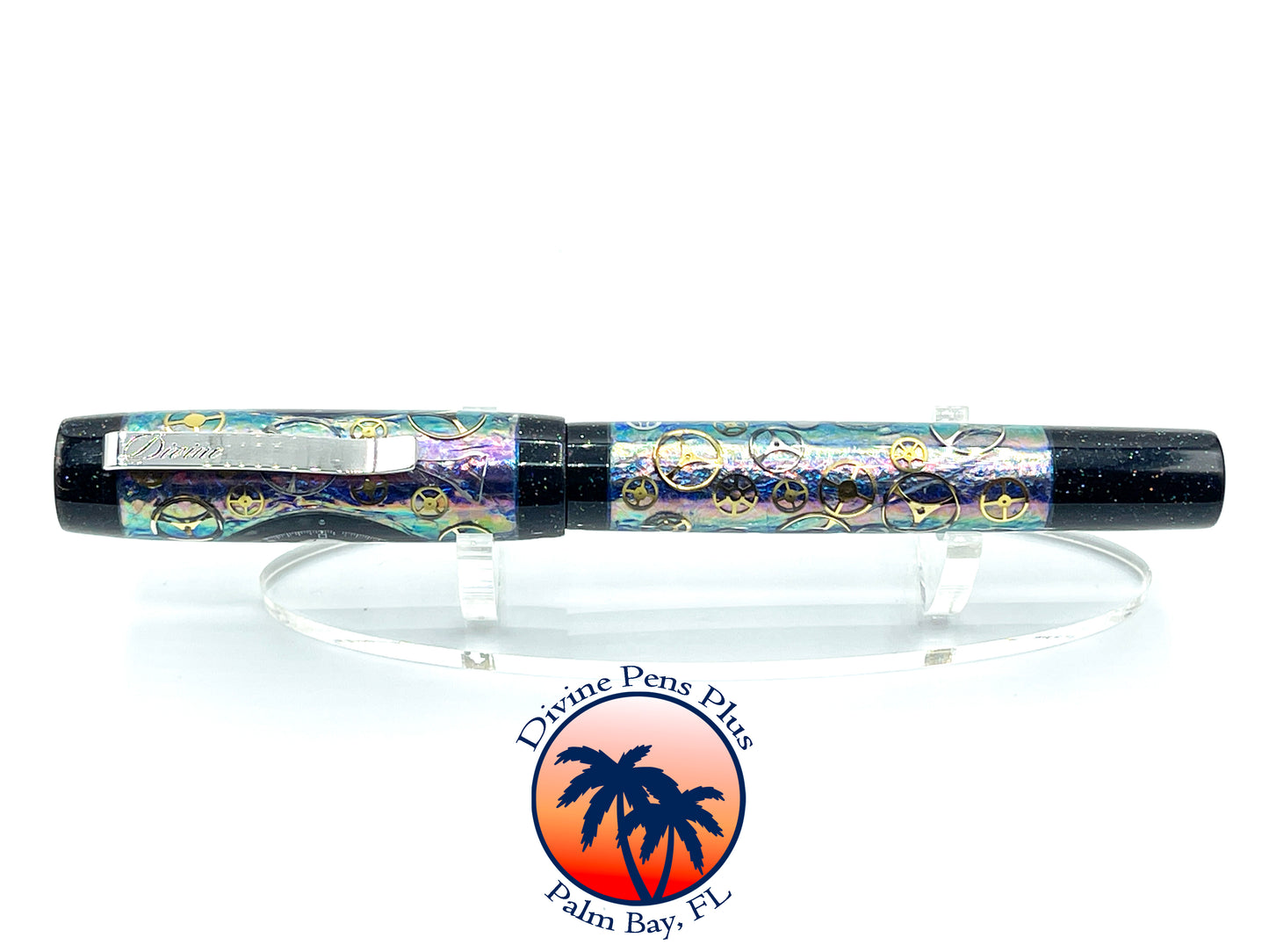 Custom Fountain Pen - Breitling Watch Parts w/Color Foil and Onyx