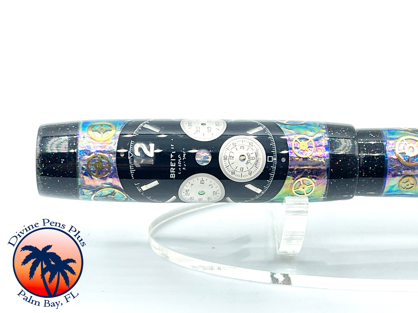 Custom Fountain Pen - Breitling Watch Parts w/Color Foil and Onyx