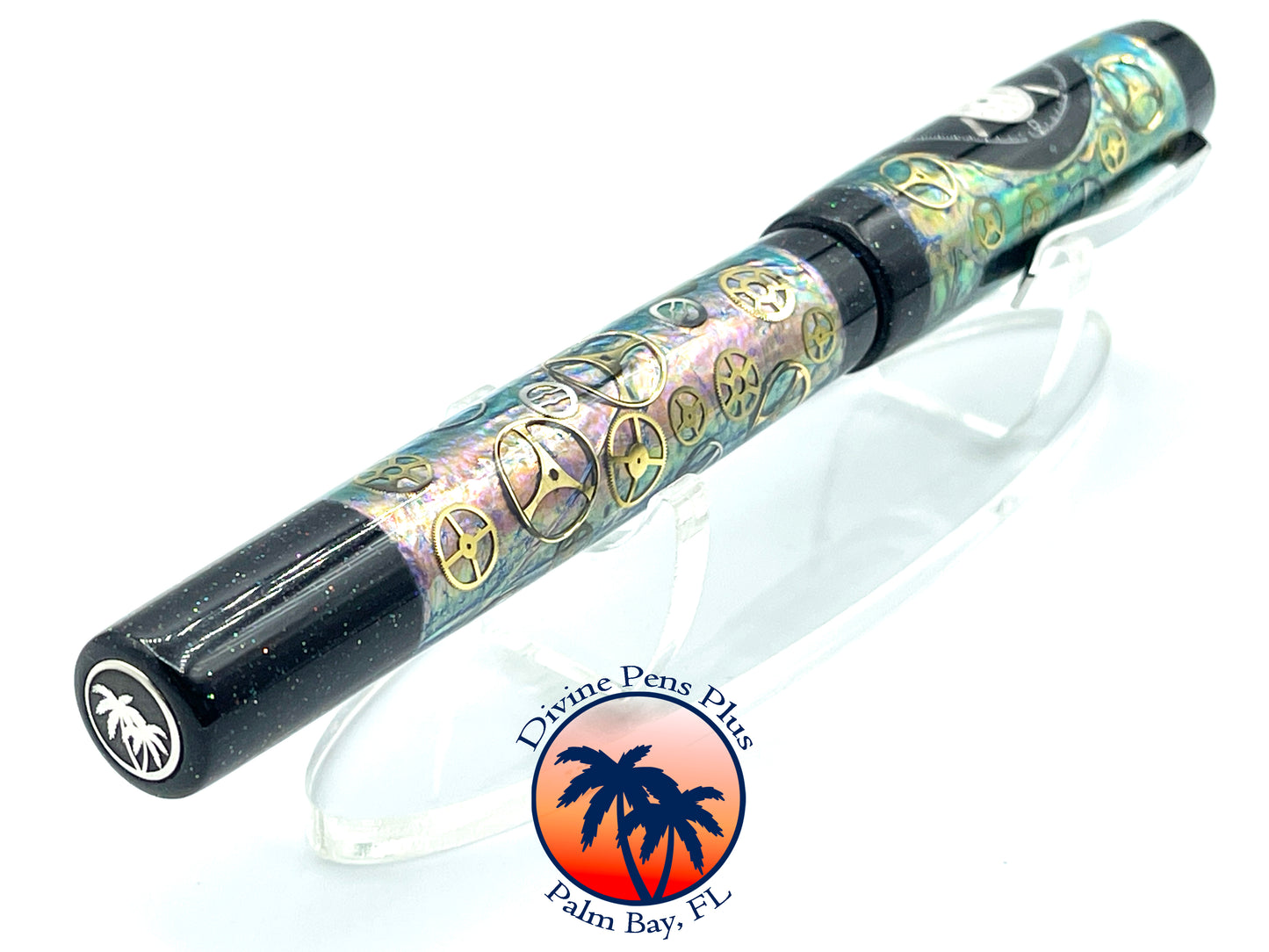 Custom Fountain Pen - Breitling Watch Parts w/Color Foil and Onyx