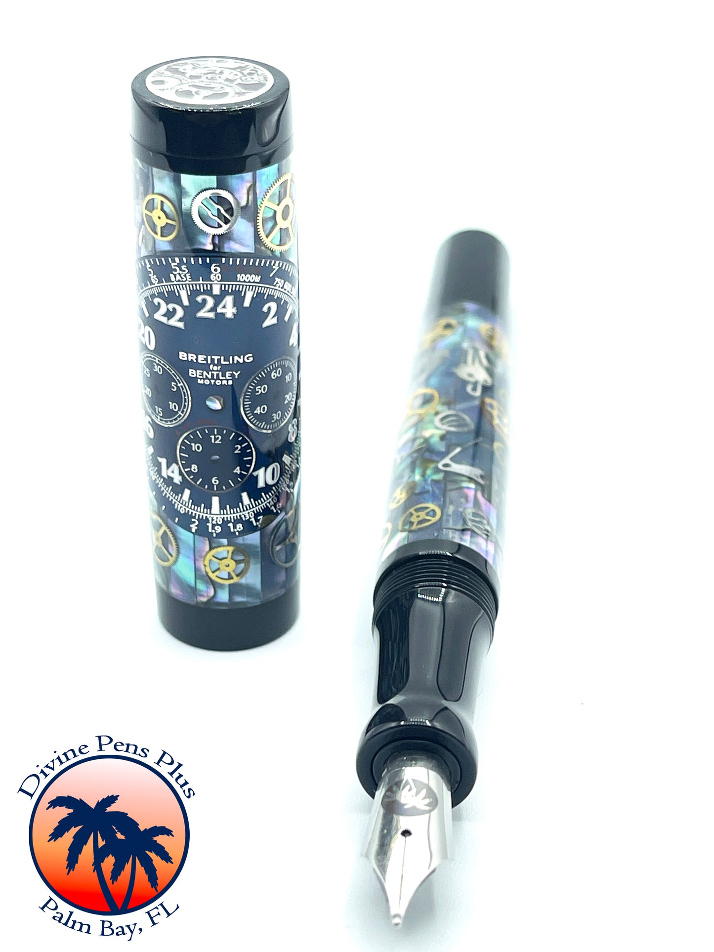 Custom Fountain Pen - Breitling Bentley Watch Parts w/Abalone