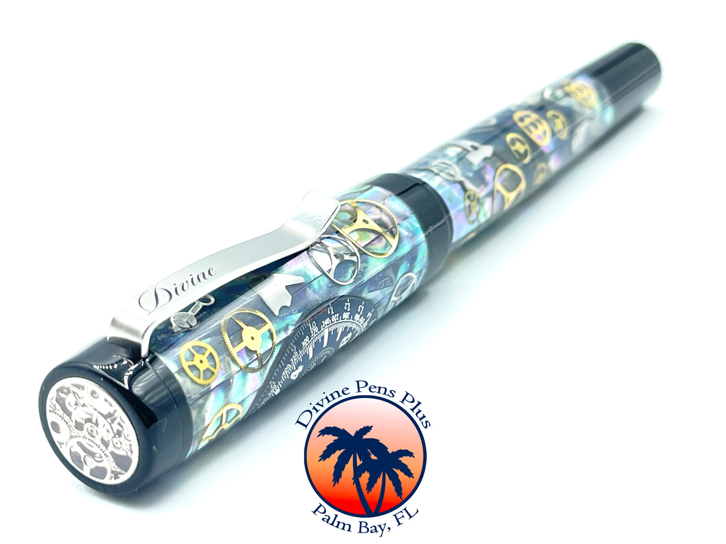 Custom Fountain Pen - Breitling Bentley Watch Parts w/Abalone