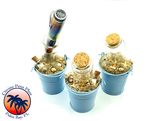 Beach Bucket Pen Display - Blue