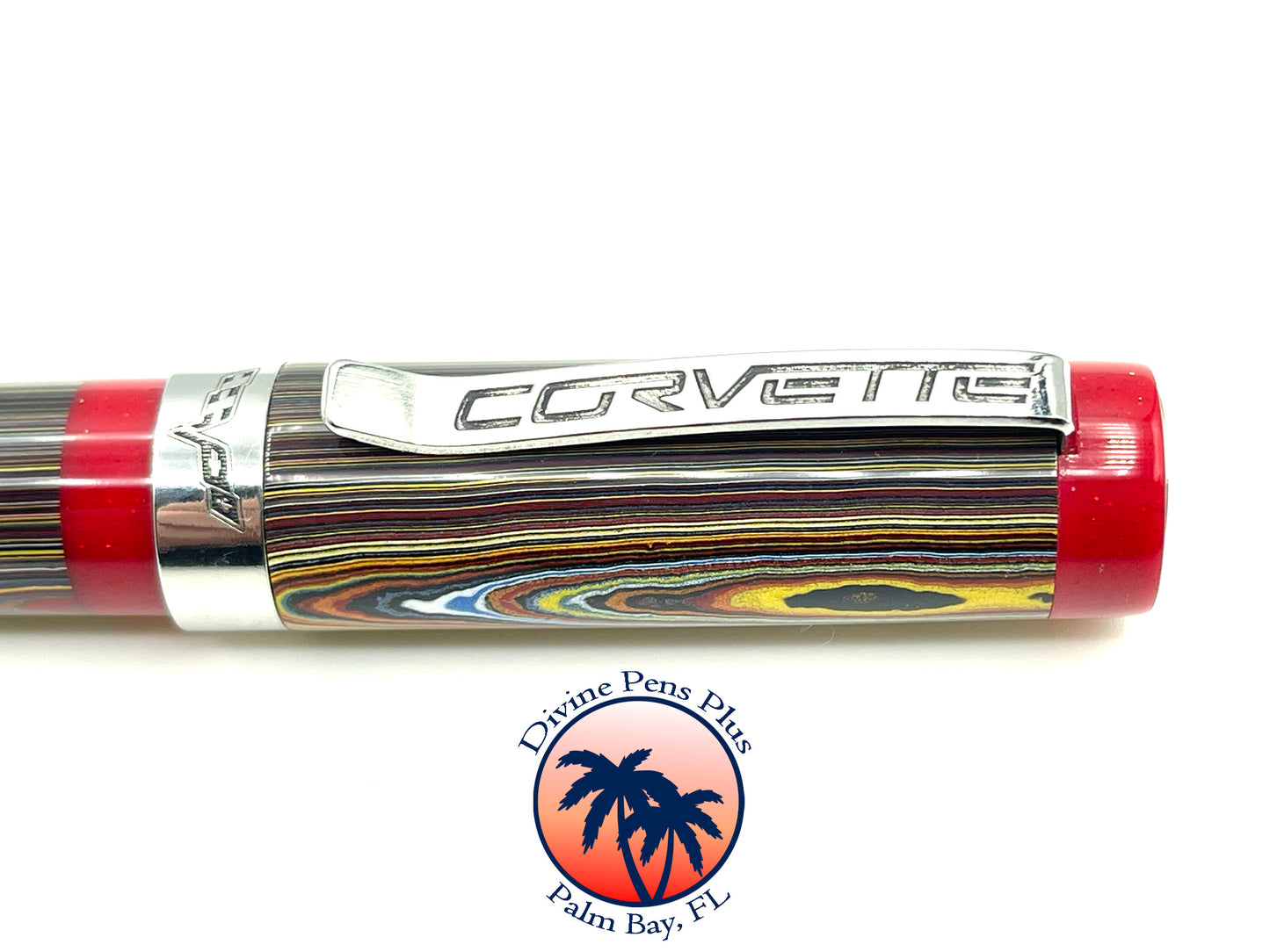 Custom Fountain Pen - Corvette Fordite with Metallic Red