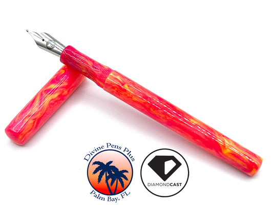 Caritas Fountain Pen - Hot Pink and Yellow DiamondCast™