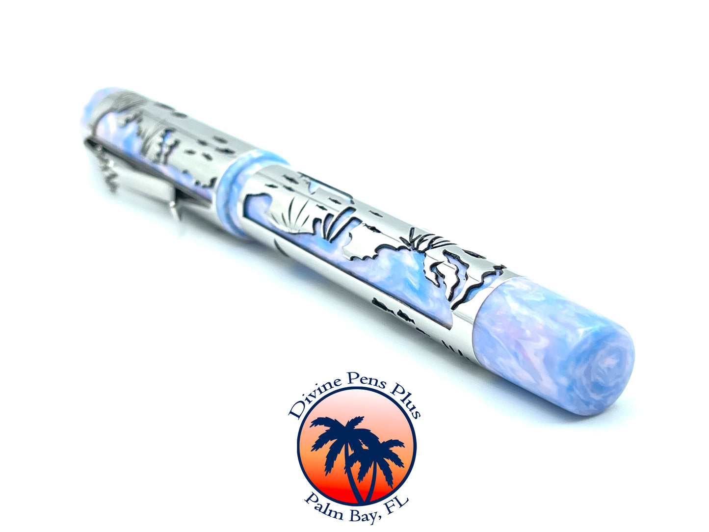 Coral Reef Fountain Pen - Stainless Steel Sleeve / Reef Lights Resin