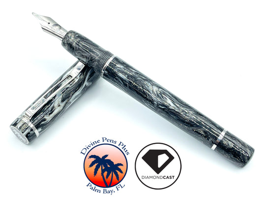 Divinus Fountain Pen - "Silver Run" DiamondCast™