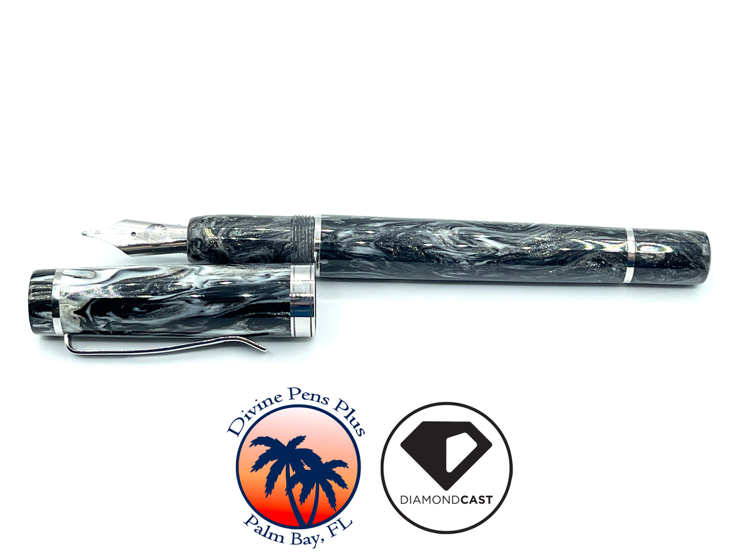 Divinus Fountain Pen - "Silver Run" DiamondCast™