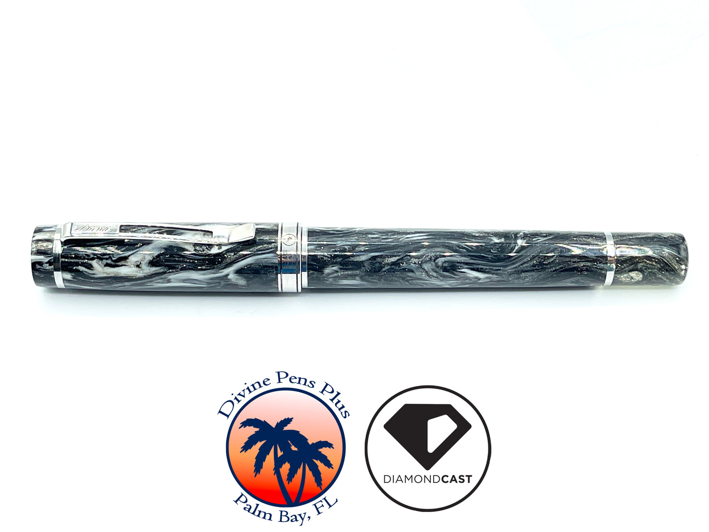 Divinus Fountain Pen - "Silver Run" DiamondCast™