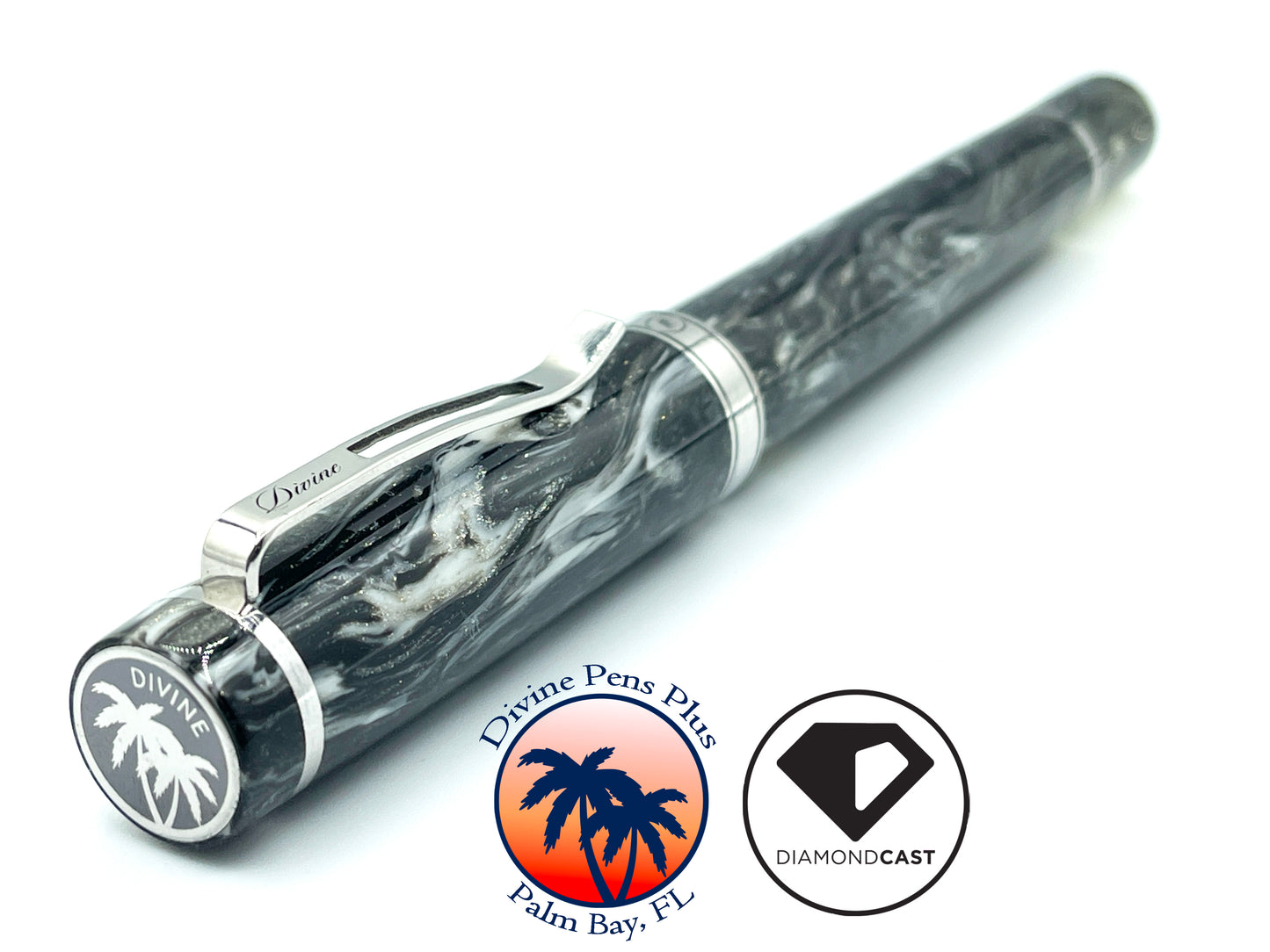 Divinus Fountain Pen - "Silver Run" DiamondCast™