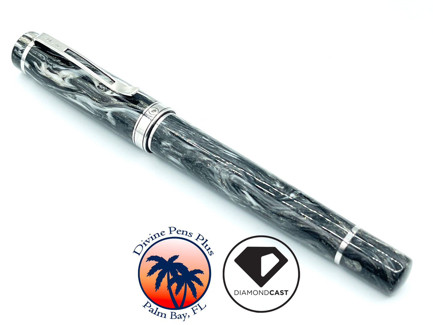 Divinus Fountain Pen - "Silver Run" DiamondCast™