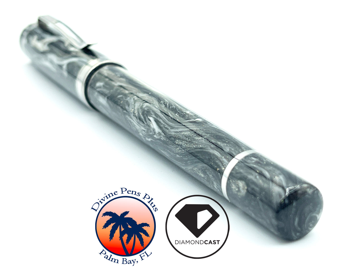 Divinus Fountain Pen - "Silver Run" DiamondCast™