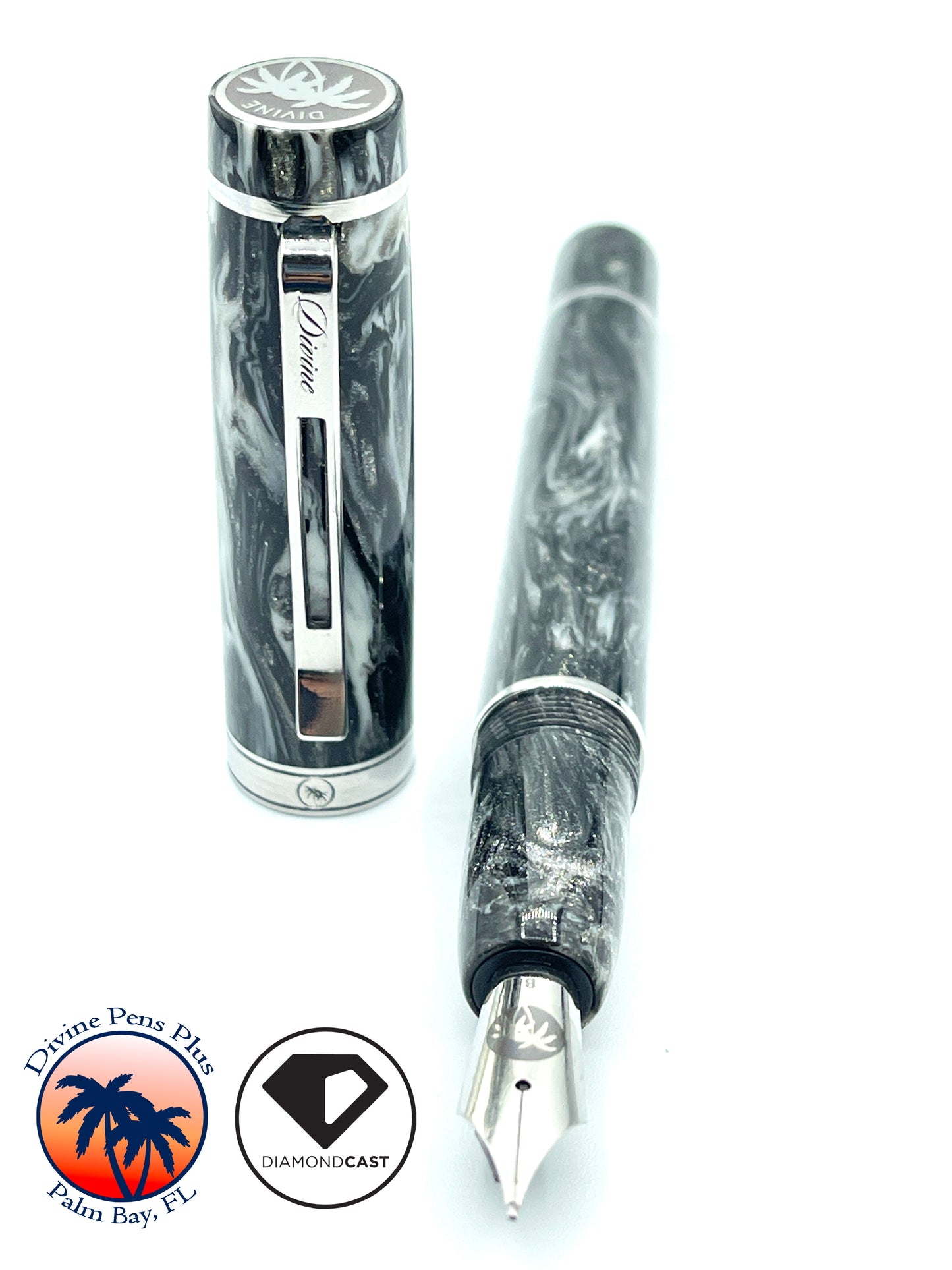 Divinus Fountain Pen - "Silver Run" DiamondCast™