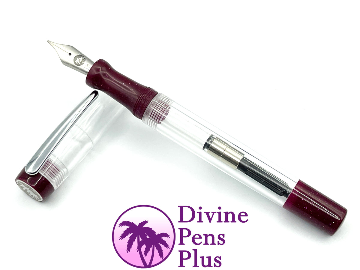 Agape Fountain Pen - Demonstrator w/"Boysenberry" Glitter