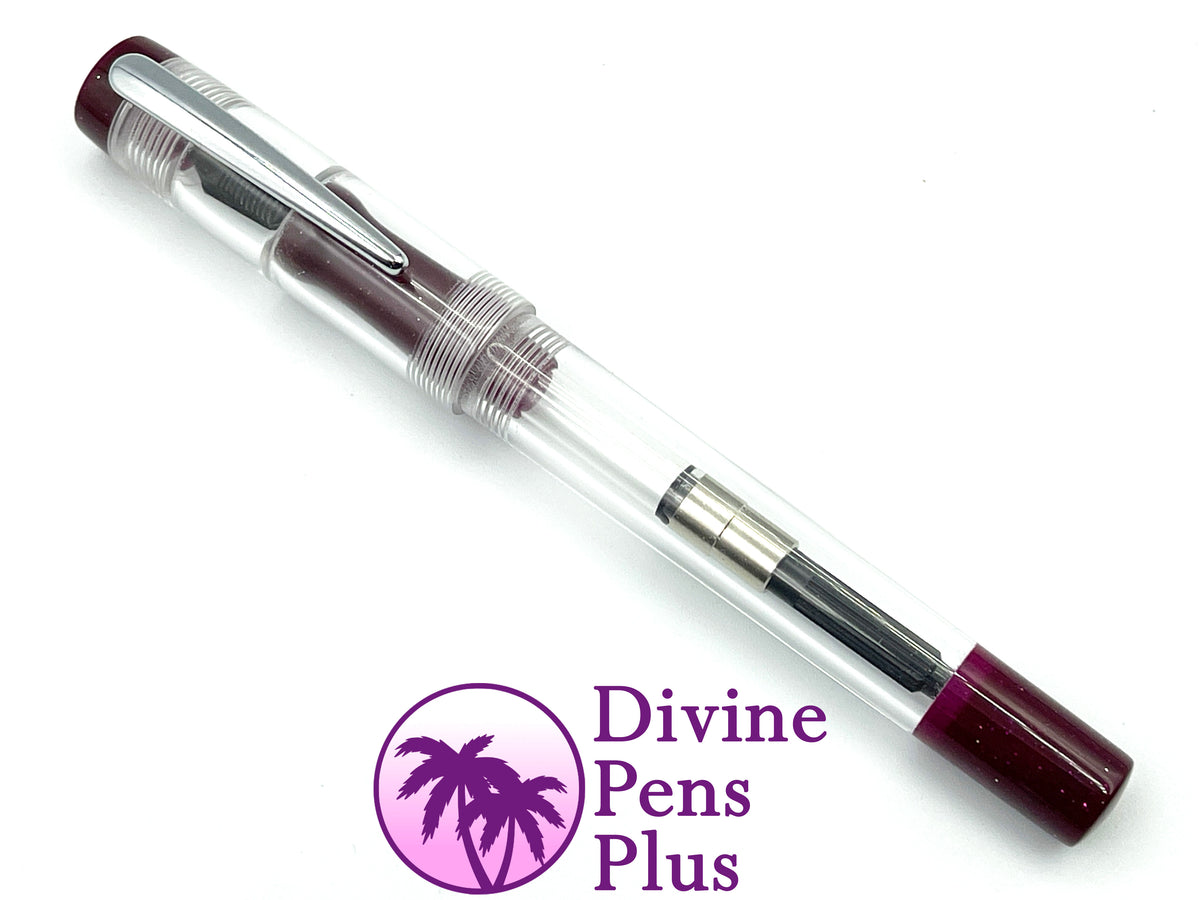 Agape Fountain Pen - Demonstrator w/"Boysenberry" Glitter