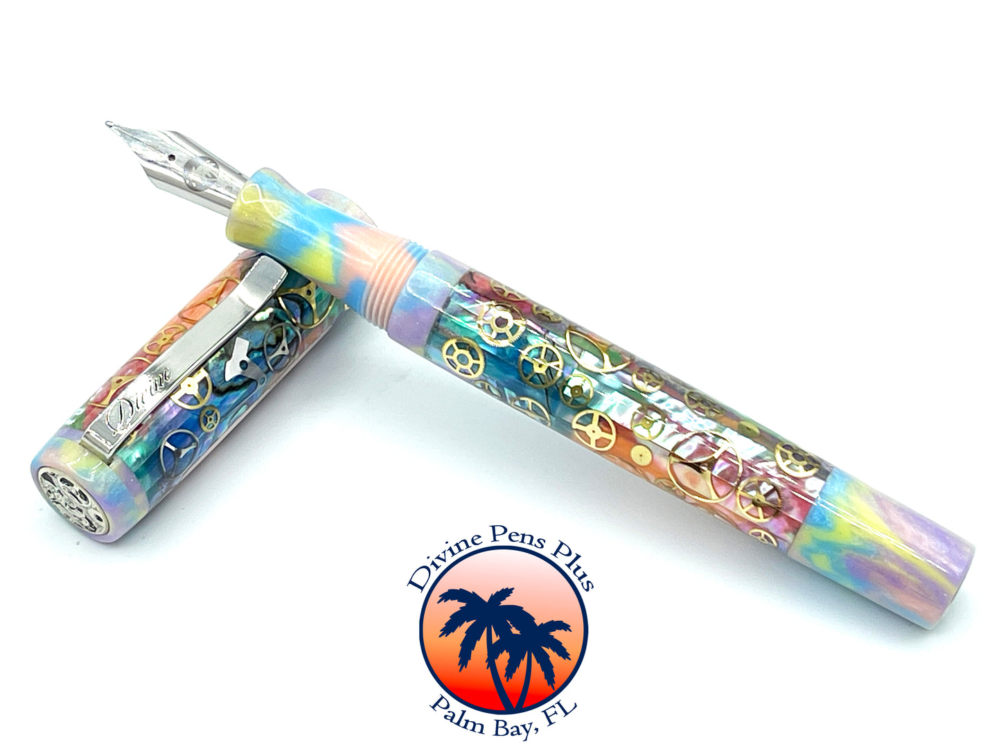 Custom Fountain Pen - Franck Mueller Watch Parts w/Abalone and DiamondCast™ Unicorn Poop