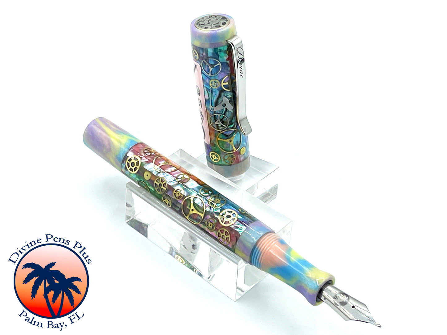 Custom Fountain Pen - Franck Mueller Watch Parts w/Abalone and DiamondCast™ Unicorn Poop