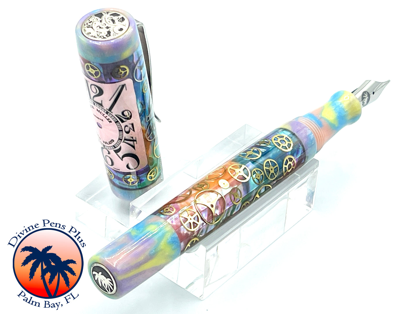 Custom Fountain Pen - Franck Mueller Watch Parts w/Abalone and DiamondCast™ Unicorn Poop