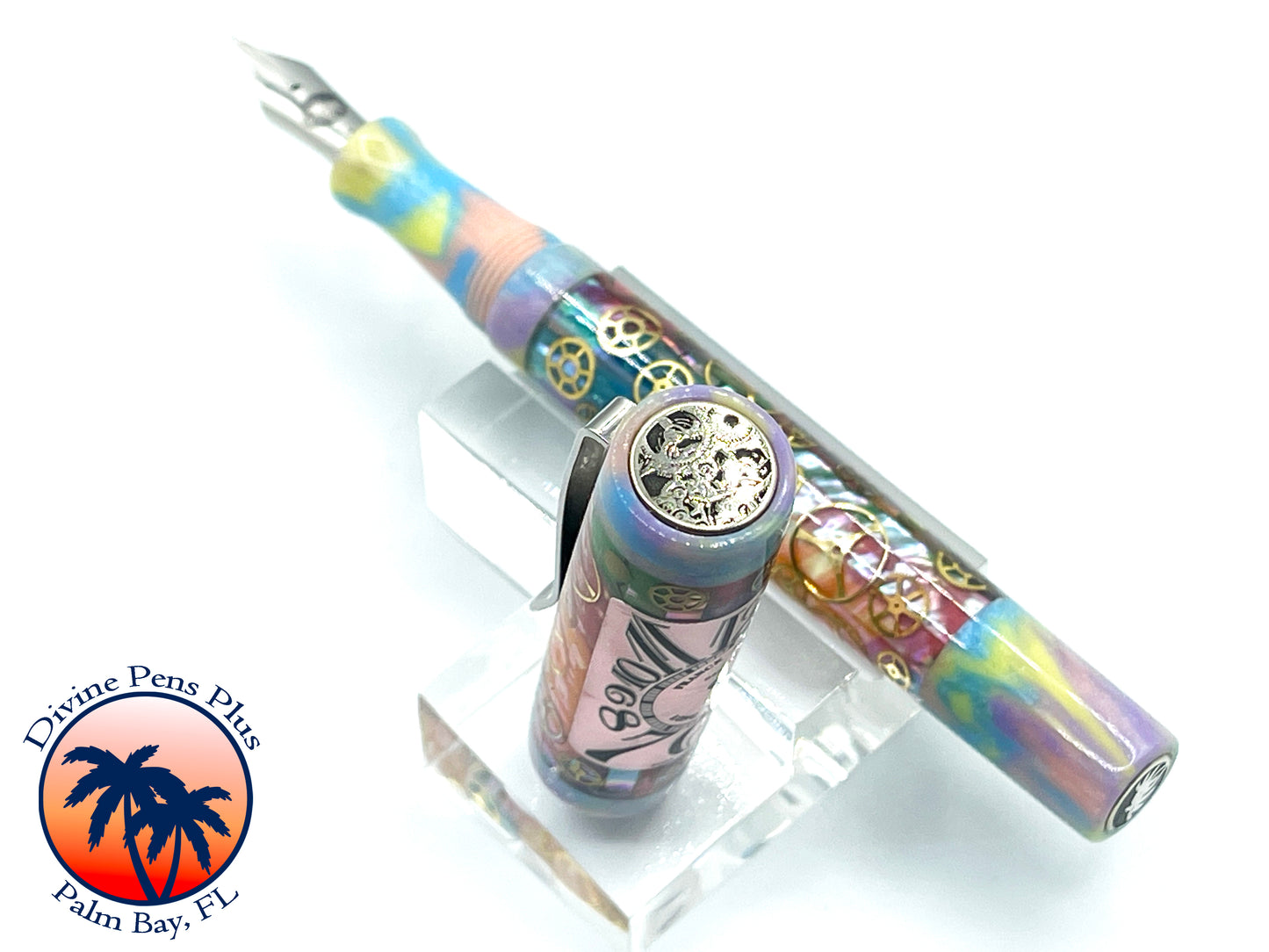 Custom Fountain Pen - Franck Mueller Watch Parts w/Abalone and DiamondCast™ Unicorn Poop