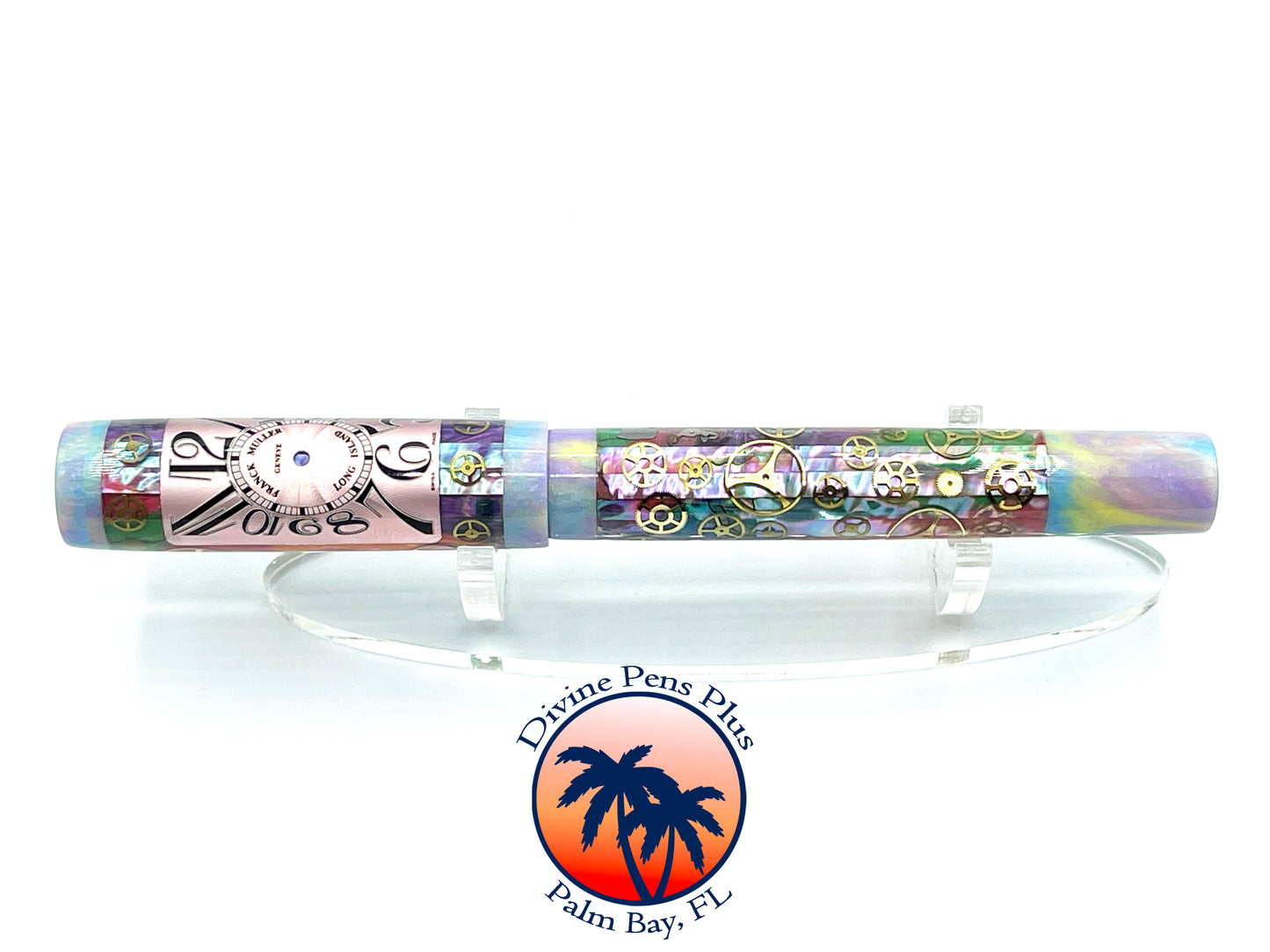 Custom Fountain Pen - Franck Mueller Watch Parts w/Abalone and DiamondCast™ Unicorn Poop