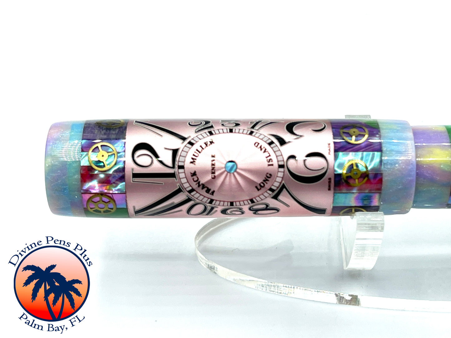 Custom Fountain Pen - Franck Mueller Watch Parts w/Abalone and DiamondCast™ Unicorn Poop