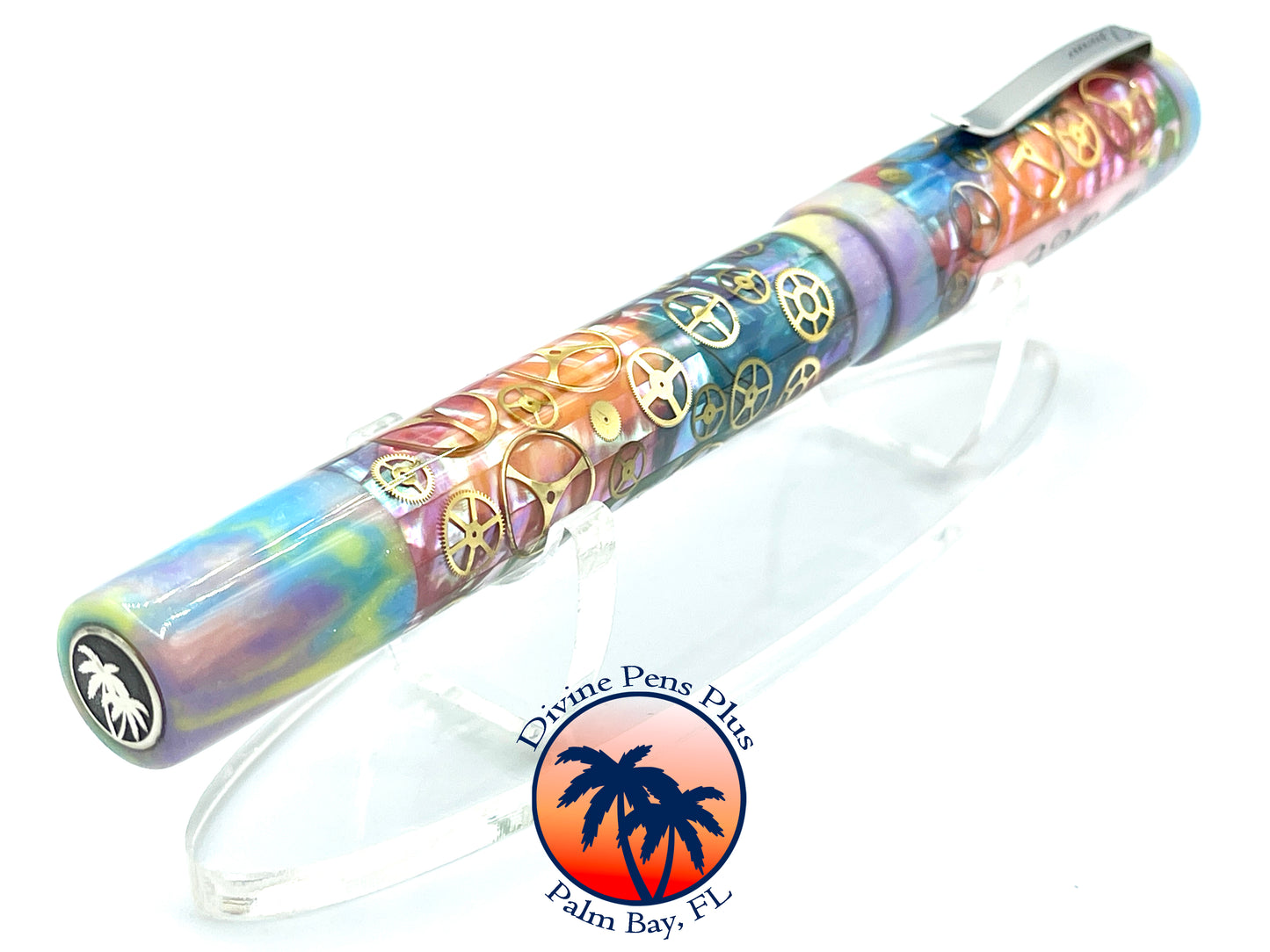 Custom Fountain Pen - Franck Mueller Watch Parts w/Abalone and DiamondCast™ Unicorn Poop