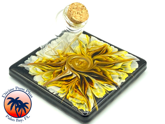 Yellow Flower Pen Display - Large Single Bottle