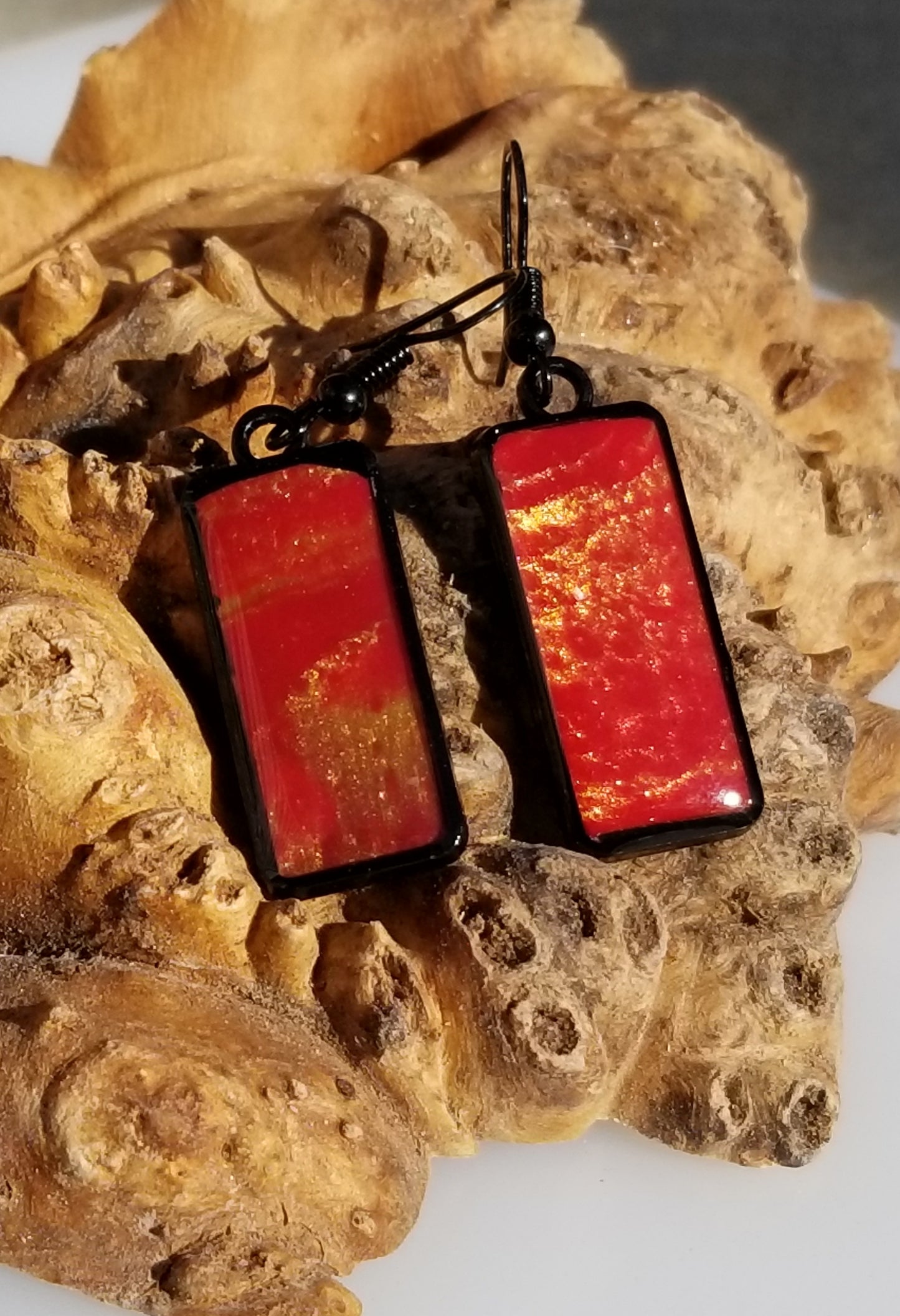 Resin Design with Resin Dome / Silver Tray or Black TrayWire Hook Earrings