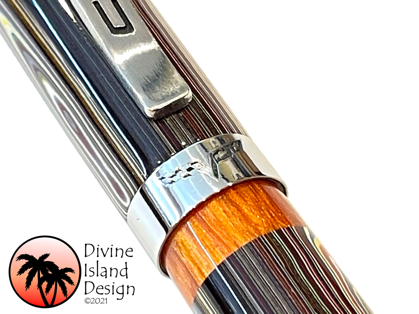 Custom Fountain Pen - Corvette Fordite with Daytona Orange