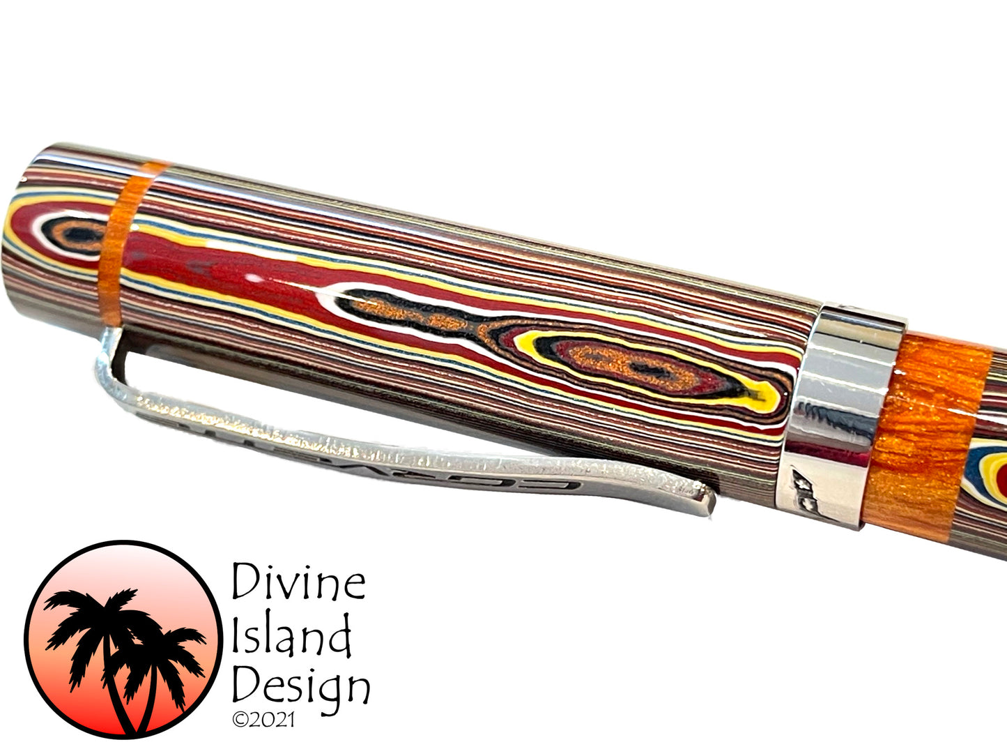 Custom Fountain Pen - Corvette Fordite with Daytona Orange